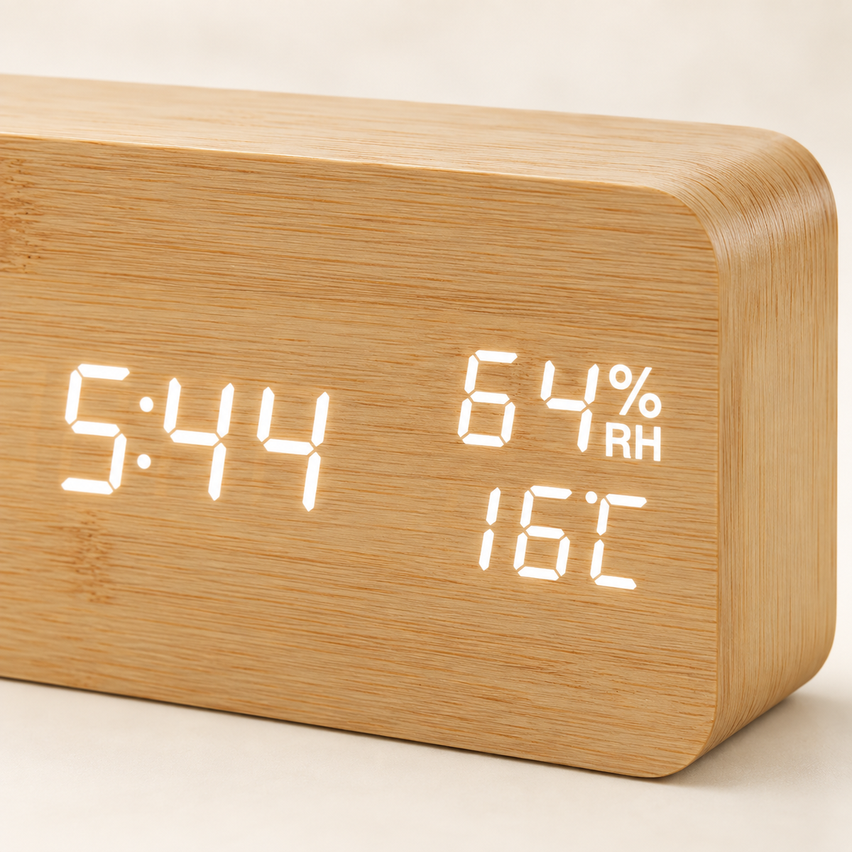 Equinox Wood-Effect LED Clock