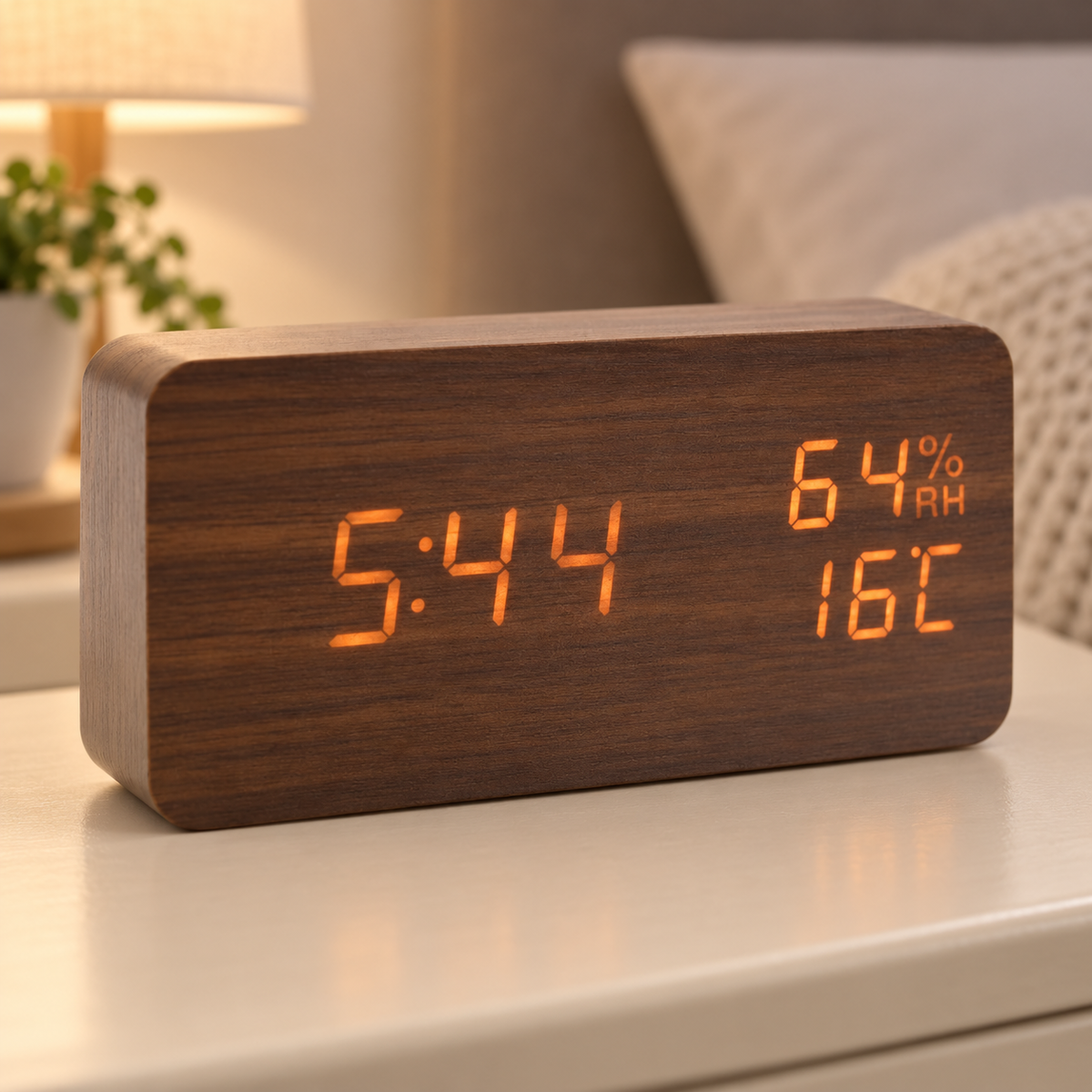 Equinox Wood-Effect LED Clock