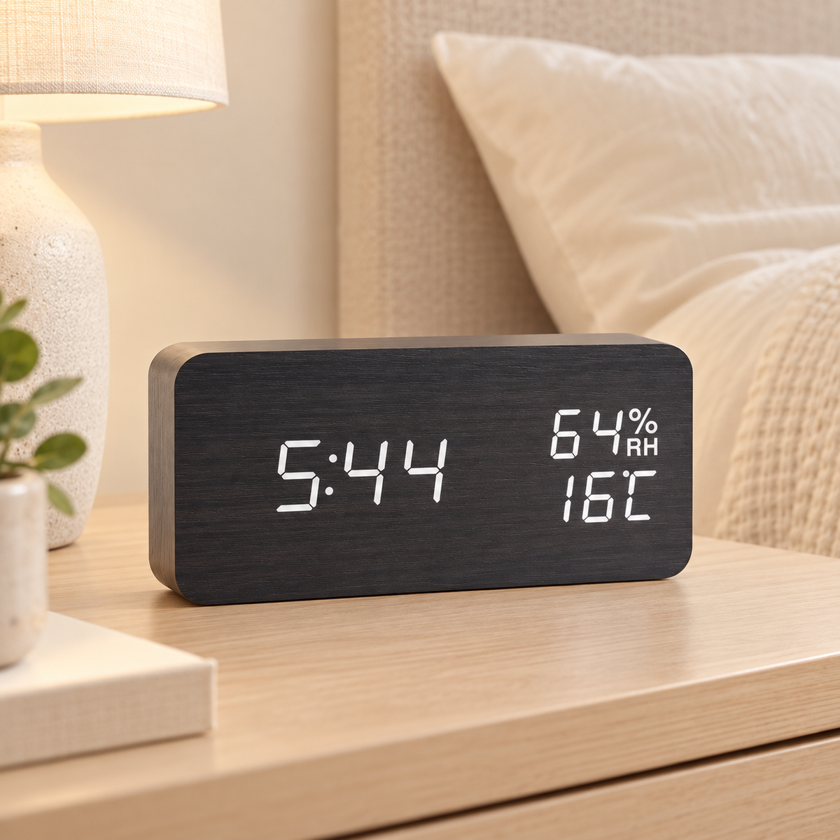 Equinox Wood-Effect LED Clock