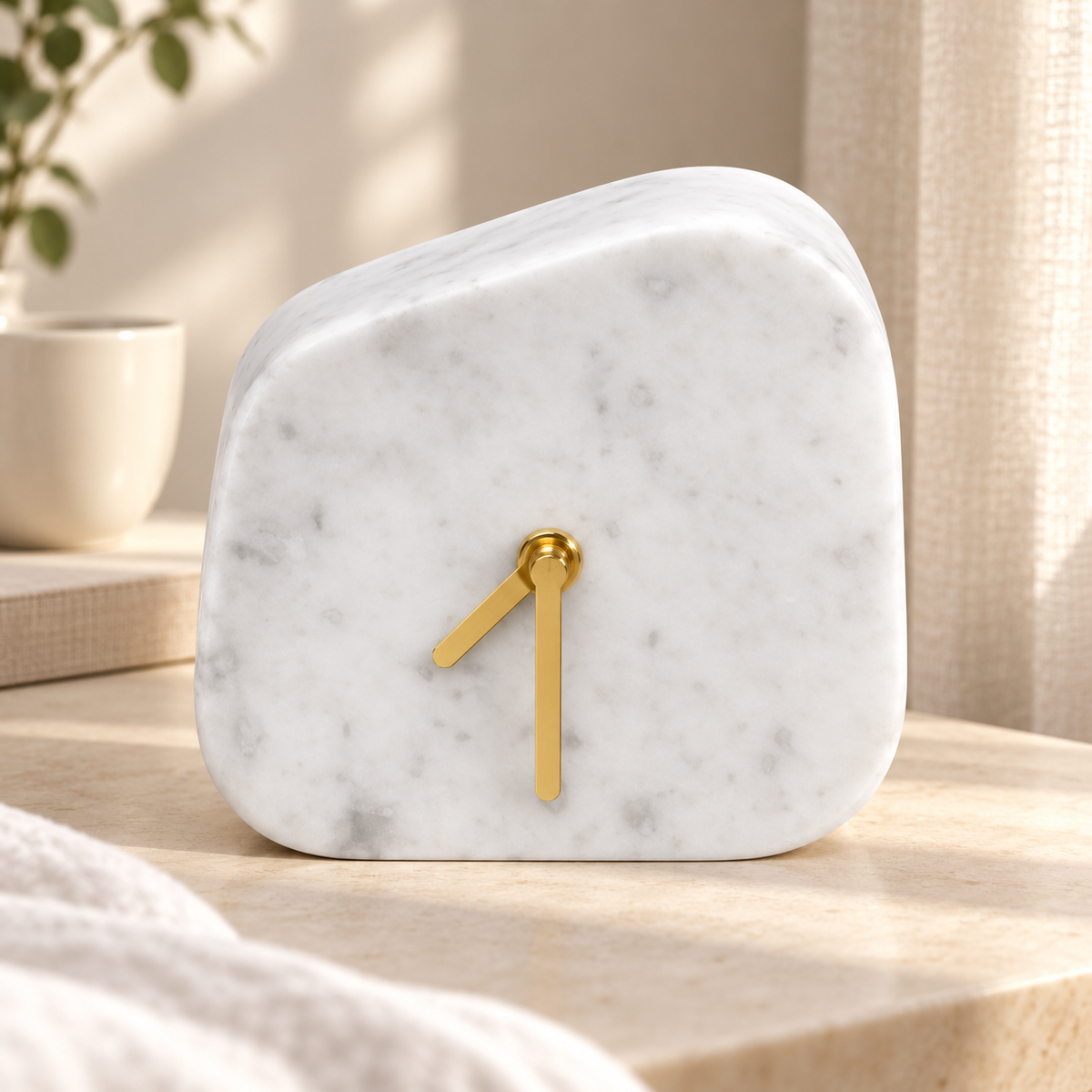 Stratus Marble-Look Table Clock